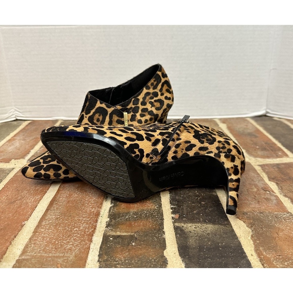 Calvin Klein Calflhair Leather Leopard Stiletto Heel Ankle Boots Women's‎ 10 - Picture 6 of 8